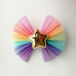 Acessórios para o cabelo Rainbow Prince Stars Clipe de cabelo Modish Girls Multicolor Bows Girl Clips Kid Barrettes fofos 712 S2