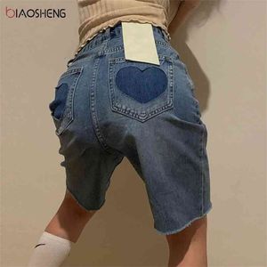 Denim shorts kvinnor hög midja sommar kvinnokläder hajuku smart casual grundläggande mode jeans koreanska stil 210719