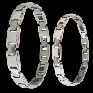 Link, Chain Couple Minimalist Stainless Steel Bracelet Men's Benefits For Health Energy Hematite Therapy Magnetic Wristband Women's Jewelry