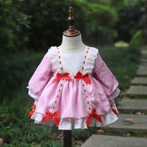 2Pcs Toddler Spanish Long Sleeves Dresses for Baby Girl Turkey Lolita Princess Ball Gown Children Birthday Party Dress + Hat 210615
