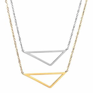 Einfache Lange Goldene Halskette großhandel-Anhänger Halsketten Gold Silber Farbe Geometrische Schmuck Weibliche Punk Hohl Dreieck Einfache Retro Lange Pullover Kette Choker Halskette