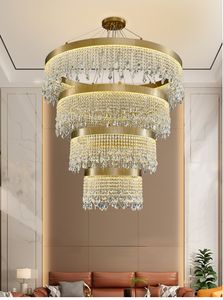 Round / Oval / Retanglur LED Cristal Chandelier Lâmpadas Pingente para Sala de estar Quarto Suspensão Luzes Cozinha Staircase Hotel Lobby Iluminação