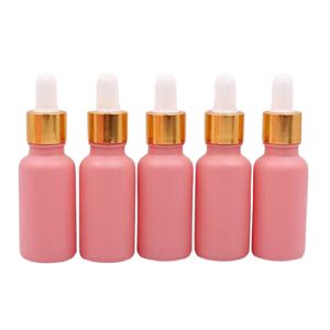 10ml 20ml 30mlのエッセンシャルオイルの滴ピペットボトルマットピンクの化粧品の液体血清香水詰め替えガラスの滴ボトル