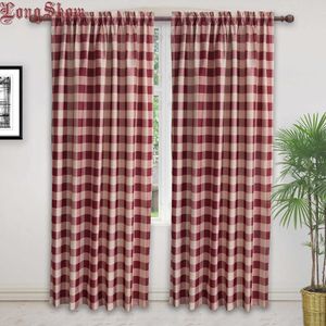 Modern röd rosa svart flottan plaid design super slät tjock plushed geometrisk tryckgardin för vardagsrum sovrum 210712