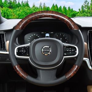 For Volvo S90 XC90 XC90 XC60 V90 DIY suede interior leather hand sewn steering wheel cover Car retrofit accessories