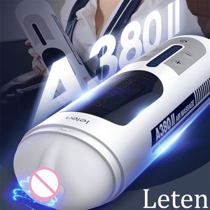 Leten Automatic Piston Telescopic Male Masturbator Real Vagina Sucking Masturbation Sex Toys for Men Handsfree Sex Machine A380 Q0419