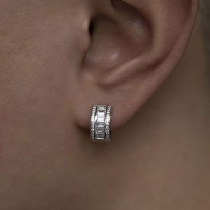 Hoop & Huggie Iced Out Bling Lover Couple Jewelry Full 5A Cubic Zirconia Paved Small Round Earring Men Women