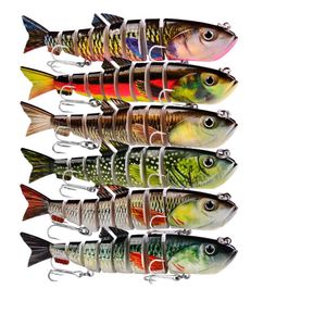 6 Färg 13cm 22g ABS Fiske Lures för basöring Multi-fogade Swimbaits Slow Sinking Bionic Simning Lure Bass Freshwater Saltwater 6PC / Lot