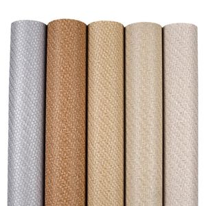 Wallpapers Modern Solid Color Straw Linen Wallpaper PVC Brown Grey Wall Paper Roll Living Room Bedroom TV Background Home Decor Simple