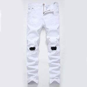 Mężczyźni Ripplate Jeans Fashion Knane Hole Spodnie Młody Człowiek Kowboje Hip Hop Trendy Wysokiej Jakości Student Mężczyźni