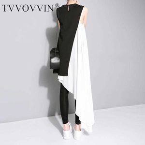 Tvvovvin الصيف dres الشيفون السباغيتي حزام مع أسود ضئيلة خزان بلا أكمام فساتين المرأة غير متناظرة عارضة A019 210603