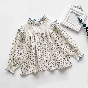 Spring Long-Sleeved Floral Top Shirt For Girls Children's Clothing Blouses And Shirts Kid Clothes 210528