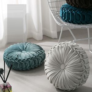 Cushion/Decorative Pillow European-style Velvet Pleated Round Floor Cushion Stool Home Sofa Decoration Interior Soft