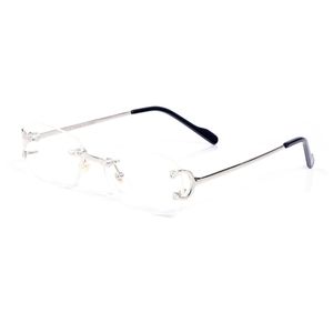 Oval Tasarımcı Gözlük Adam Lüks Çerçevesiz Kadın Güneş Gözlüğü Steampunk Marka Şeffaf Güneş Gözlüğü Çizgili Dikdörtgen Degrade Shades Gözlük Gafas Oculos