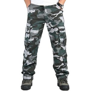 Camo Spodnie Mężczyźni Wojskowe Multi Kieszonkowe Spodnie Cargo Hip Hop Joggers Kombinezony miejskie Outwear Kamuflaż Spodnie taktyczne Hurtownie 210930