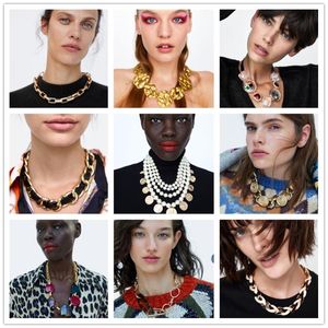 Chokers JURAN Vintage Pearl Choker Statement Necklace For Women 2021 Arrival Metal Chain Trendy Long Pendent Jewelry