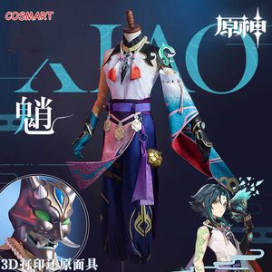 Anime Genshin Impact Xiao Costume Cosplay Tuta da gioco Uniforme Halloween Party Outfit For Men New 2021 Y0903