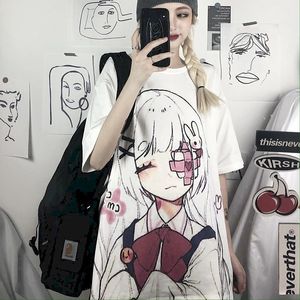 Anime Girl Image Print Kvinnor Toppar Tshirts Koreansk stil T-shirts Sommar Söt Fashion Te Preppy Couple Kläder O-Neck Tee Y0508