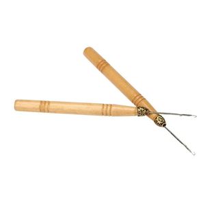 Trähandtag krok nål spets peruk gör stickning mikro ringslinga hårförlängning vävning virka krokar nålar verktyg