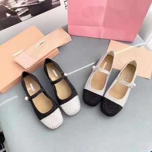 Sexy women's Mary Pearl Rhinestone dress shoes classic middle heel design metal buckle fashion high quality leather 35-40