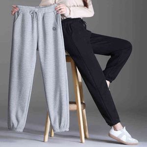 Sexy High Waist Loose Fleece Sweatpants Cotton Trousers Pocket 2021 Fall Winter Thick Warm Baggy Joggers Women Sweat Pants S-5XL Y211115