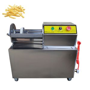 Electric French Fries Machine Commercial Vegetable Cutting Sweet Potato Cucumber Taro Strip Cutter Stainless Steel Push Bar