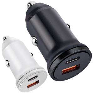 Snabb snabb laddningstyp C PD -billaddare 25W 12W USB C QC3.0 Car Chargers för iPhone 11 12 13 14 15 Samsung GPS Android Phone PC