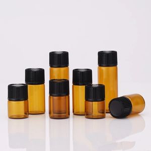 DHL 1/2/3/5ml Amber Mini Glass Bottle Essential Oil Perfume Vials Sample Test Bottles Portable Refillable