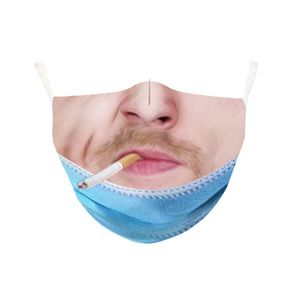 Simulated human face 3D stereo masks creative funny expression masks reusable washable mask