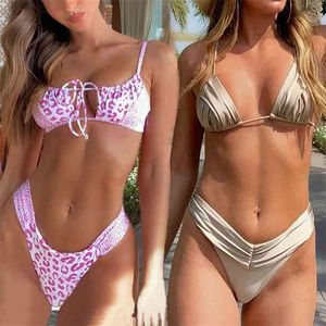 Micro Bikini Set Push Up Swimsuit Kobiet Sexy Stroje Kąpielowe Kobiety Kostium Kąpielowy Wysokiej talii Thong Biquini Beachwear 210621