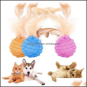 Dostawy Dom Gardencetute Pet Cat Toy Line Ball Feather Tube Funny 3.5 CM Sosna Zabawki Drop Dostawa 2021 Jzetb