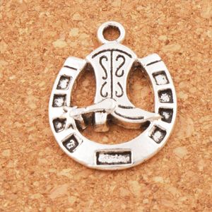 Ferri di cavallo fortunati con stivale da cowboy Spacer Charm Beads Pendenti Risultati dei gioielli Componenti 24.8x19.2mm L277 100 pz / lotto