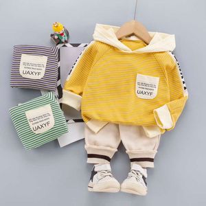 0-5 anni Spring Boy Set di abbigliamento Casual Fashion Active T-shirt a righe + Pant Kid Bambini Baby Toddler 210615