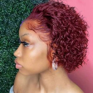 2021 Promotion Großhandel Niedriger Preis Pixie Curly Lace Frontal Perücke Lieferant Groß- und Einzelhandel reines Echthaar Top-Qualität verfügbar mehrere Farben optional