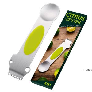 neuCitrus Zester 3-in-1-Edelstahl-Zitronenreibe Obstschäler Werkzeuge Multifunktions-Küchenzubehör Bar-Gadget EWE5711
