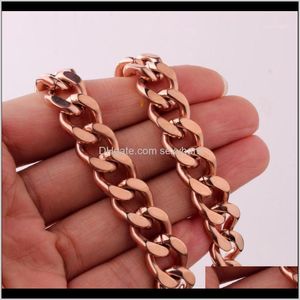 Chains Necklaces & Pendants Jewelrypolished Stainless Steel 11/13/15Mm Rose Gold Cuban Curb Cube Link Chain Mens Womens Necklace Or Bracelet