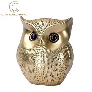 Statues For Decoration Owl Golden Black White Resin Living Room Sculptures Small Ornaments Figurines Interior 211101