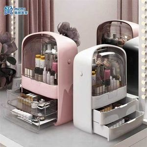 Fashion Big Capacity Cosmetic Storage Box Waterproof Dustproof Bathroom Desktop Beauty Makeup Organizer Skin Care Storage Drawer 211112