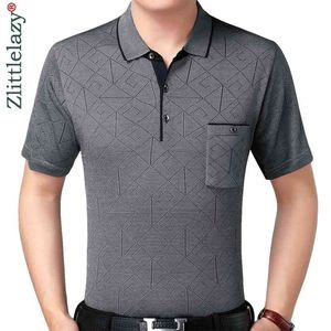 Gerçek Cep Vücut Geliştirme Kısa Kollu Polo Gömlek Erkekler Argyle Polos Yaz POL Tee Gömlek Erkek Elbise Poloshirt Jersey 6511 210401