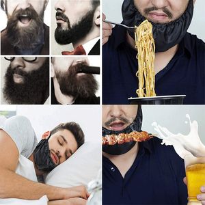 Black Men Moustache Cover Waterproof Oil Splash Proof Facial Hair Apron Bandana Satin Lined Adjustment Beard Covers Bonnet Mens Bedtime Bib Cap TE0006