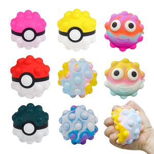 Bola Forma Fidget Brinquedos Silicone 3D Descompression Bolha Bola Crianças Educacional Sensorial Sensory Relief Pinch Squishy