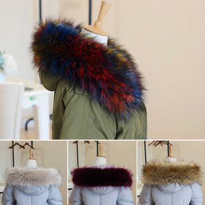 Frauen Winter Faux Waschbären Pelz Kragen Schal Jacken Kapuze Pelz Schal Mehrfarbige Pelz Kragen Weibliche Neue Mode Warme Schal Schals h0923