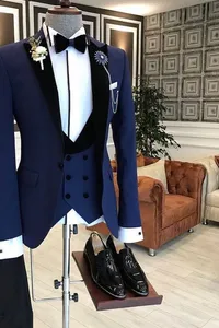 2020 Newest Fashion Navy Blue Costume Homme Business Mens Suits Wedding Suits For Men