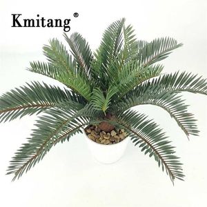 45cm Tropiska Växter Konstgjorda Palm Tree Plast Palm Leaves Green Monstera Fake Coconut Leafs För Hemmakontor Bröllopsinredning 211104