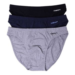 3pcs / Pack Mens Underkläder Bomull Andas Mäns Briefs Bekväma Solid Tränar Män Underkläder Plus Storlek 210730
