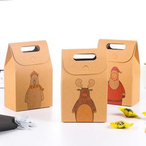 Gift Wrap cm Kraft Paper Bag DIY Candy Cookie Box Christmas Santa Claus Elk Bear Pattern Handbag Year Kids