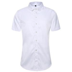 Camisas casuais masculinas 45kg-105kg de verão diariamente mass suave botão de manga curta preta branca 4xl 5xlmen's