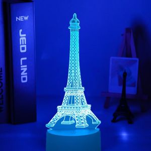 Night Lights Paris Eiffel Tower 3d Illusion Led Baby Light Color Changing Bedroom Decor Unique Birthday Gift Table Usb Lamp