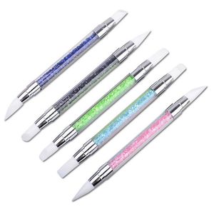 5PCs Double-Headed Super Soft Silicone NAILs dottINg tool acrylic nail brush Rhinestone Pen for mANIcure desIgN NAB014