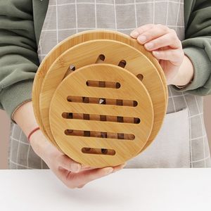 Bamboo Coasters Bowl Pad Round Square Cup Mat Coffee Tea Cups Mats Dinner Plates Tableware Storage Holders Kitchen Bar Tool BH5716 TYJ